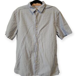Johnston & Murphy Textured Checked Short Sleeve Button Down Shirt